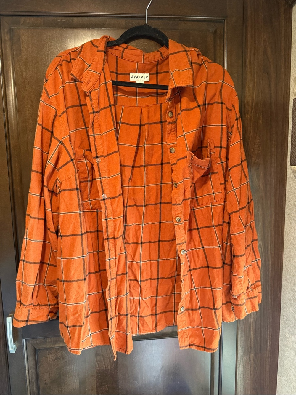 Ava & Viv Orange Plaid Button-down shirt